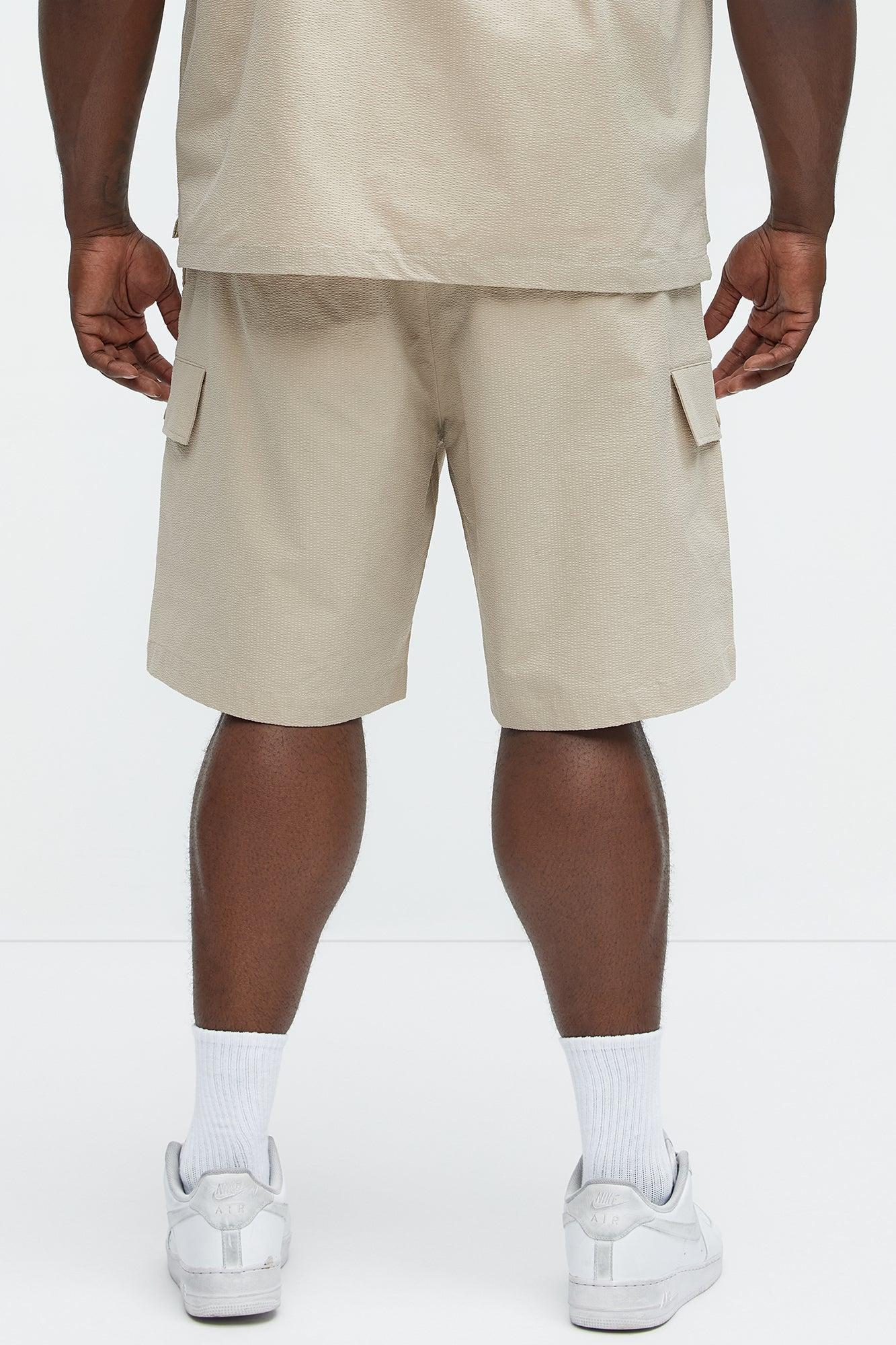 Seersucker Cargo Shorts - Beige Product Image