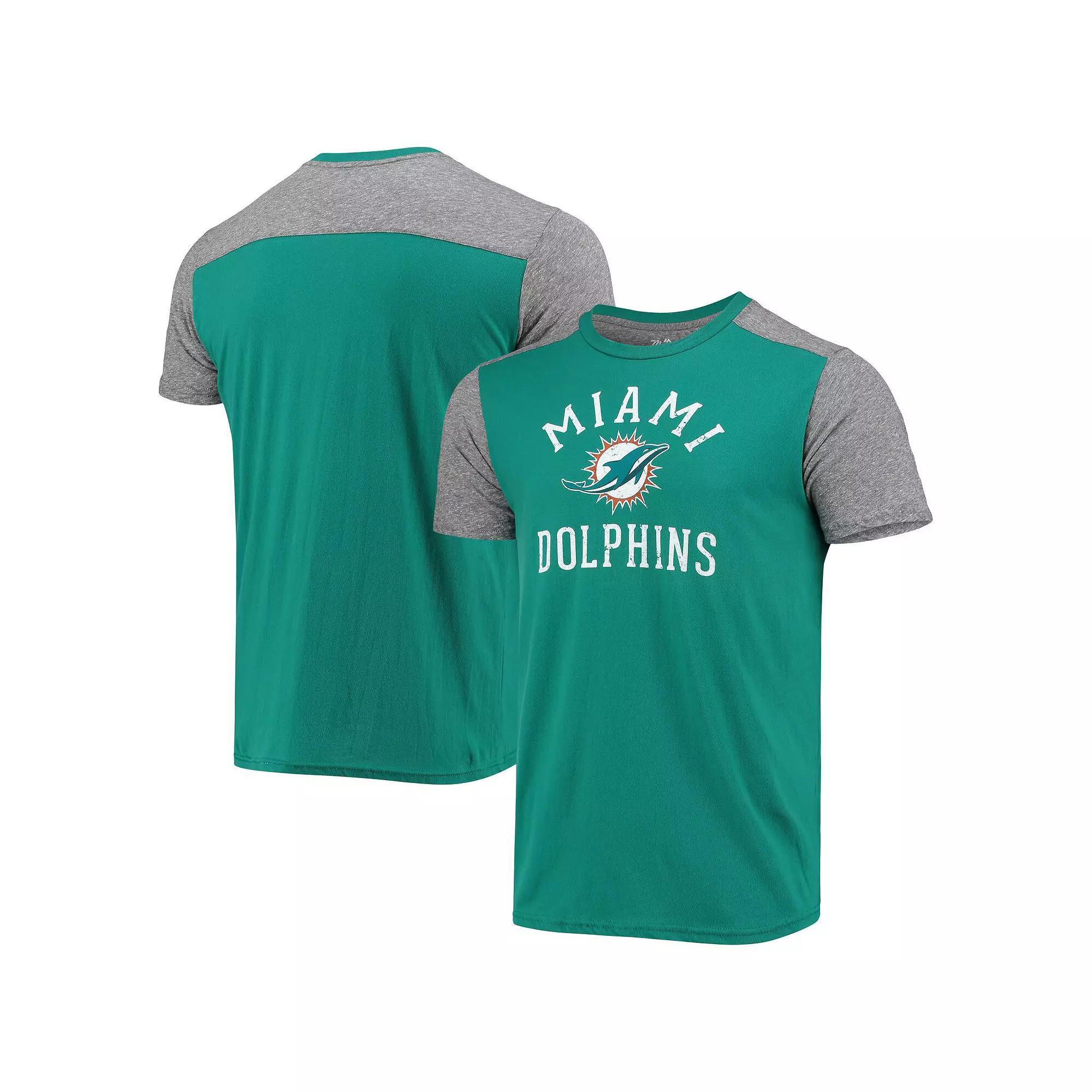 Men's Majestic Threads Aqua/Gray Miami Dolphins Field Goal Slub T-Shirt, Size: 2XL, Turquoise A Product Image