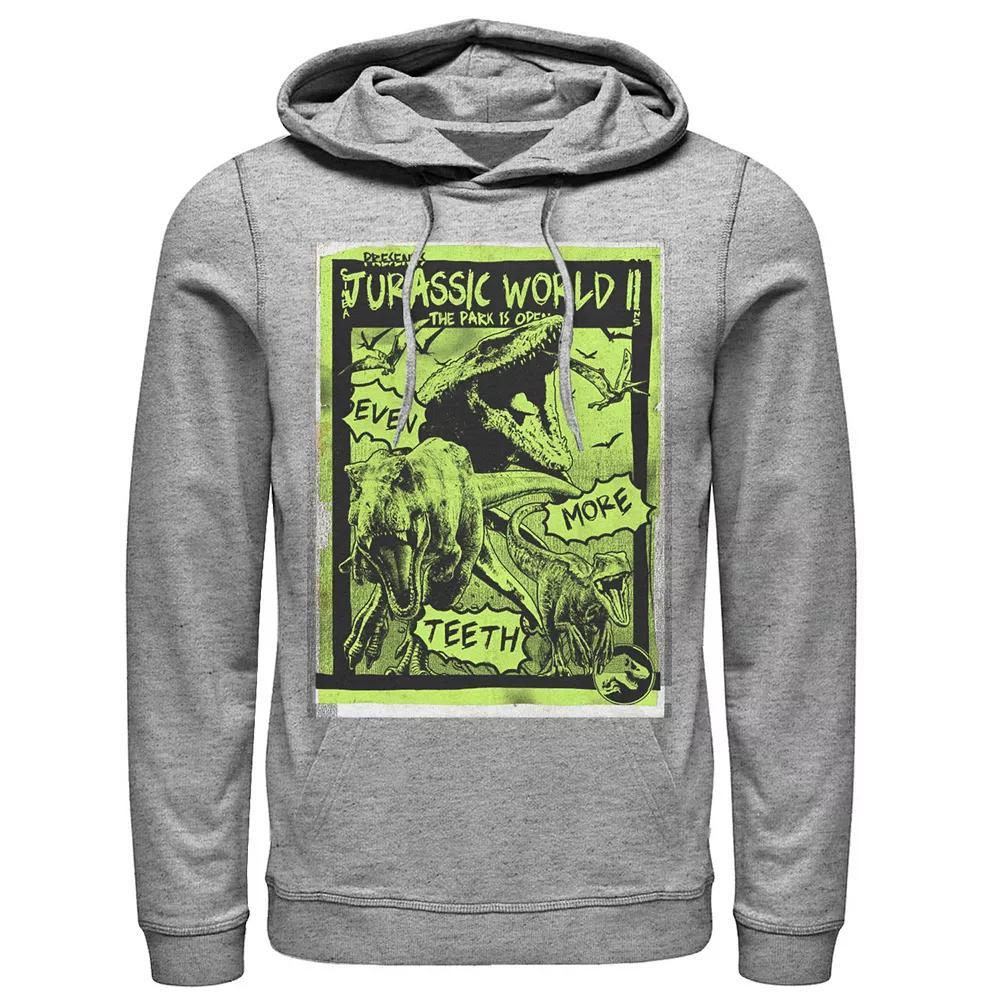 Men's Jurassic World Two T-Rex Neon Green Poster Hoodie, Size: Large, Athletic Grey Product Image