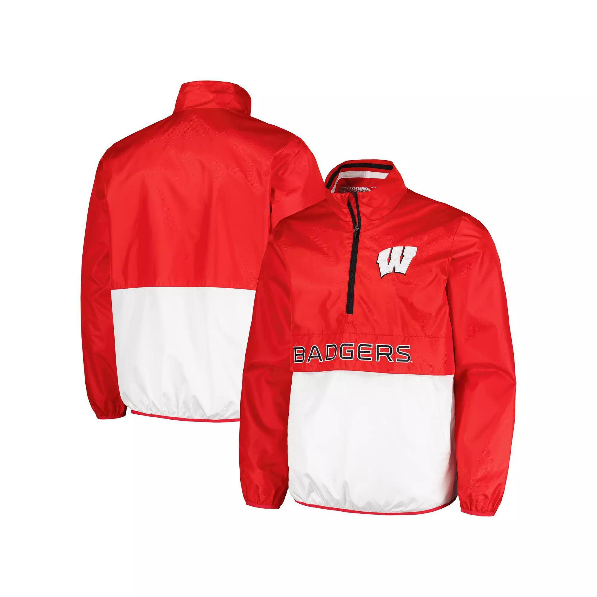 Men's G-III Sports by Carl Banks Red Wisconsin Badgers Cornerman Half-Zip Top,  Product Image