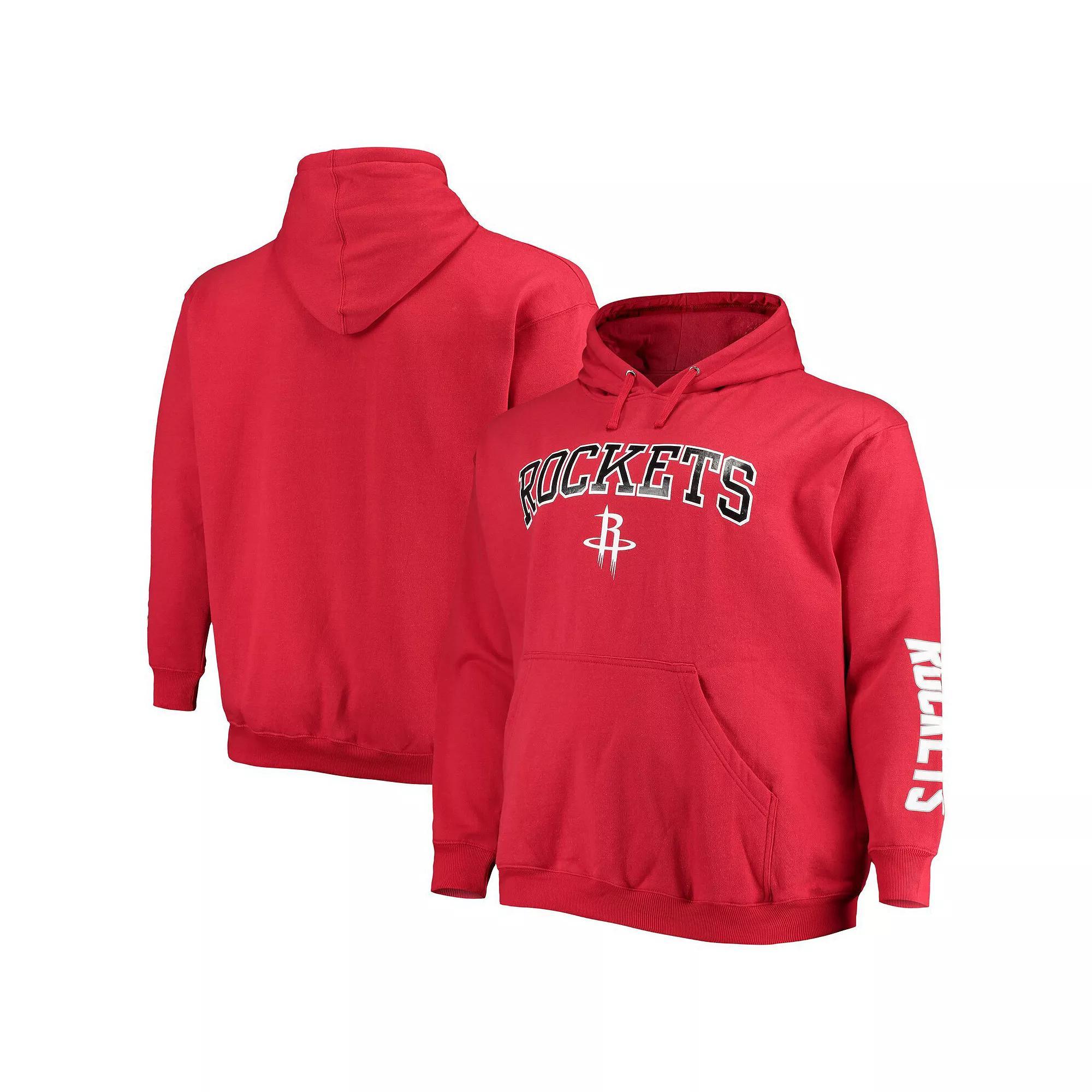 Men's Fanatics Branded Red Houston Rockets Big & Tall Team Wordmark Pullover Hoodie,  Product Image