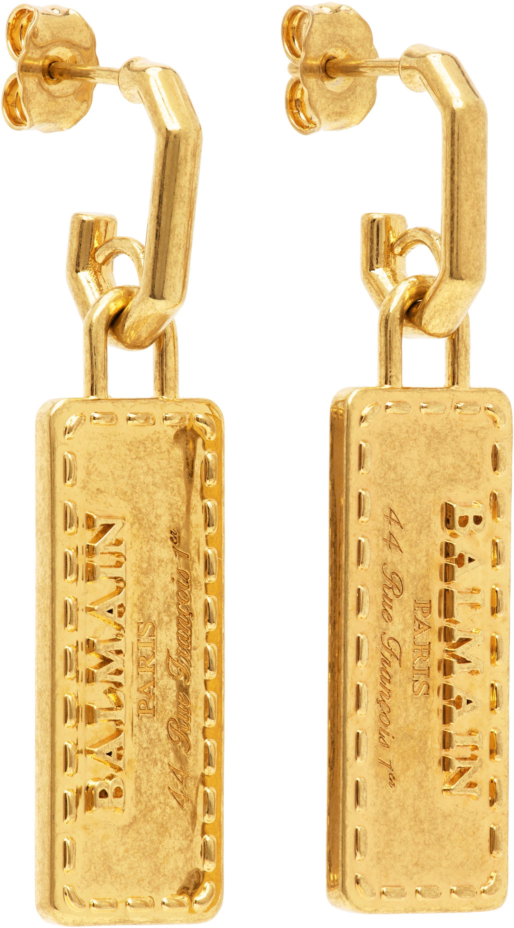 BALMAIN Gold Signature Tubular Earrings Product Image