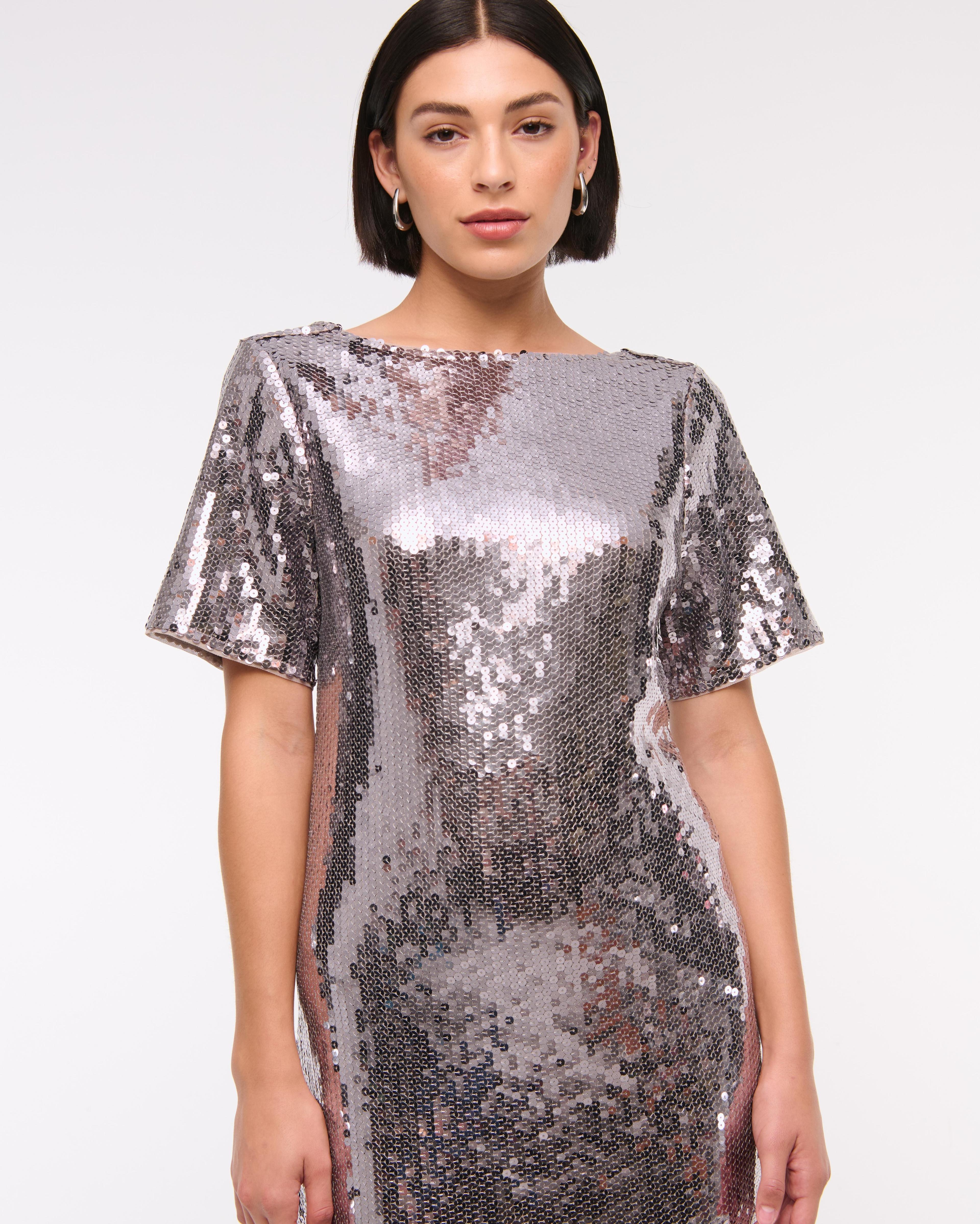 Sequin Tee Shift Mini Dress Product Image