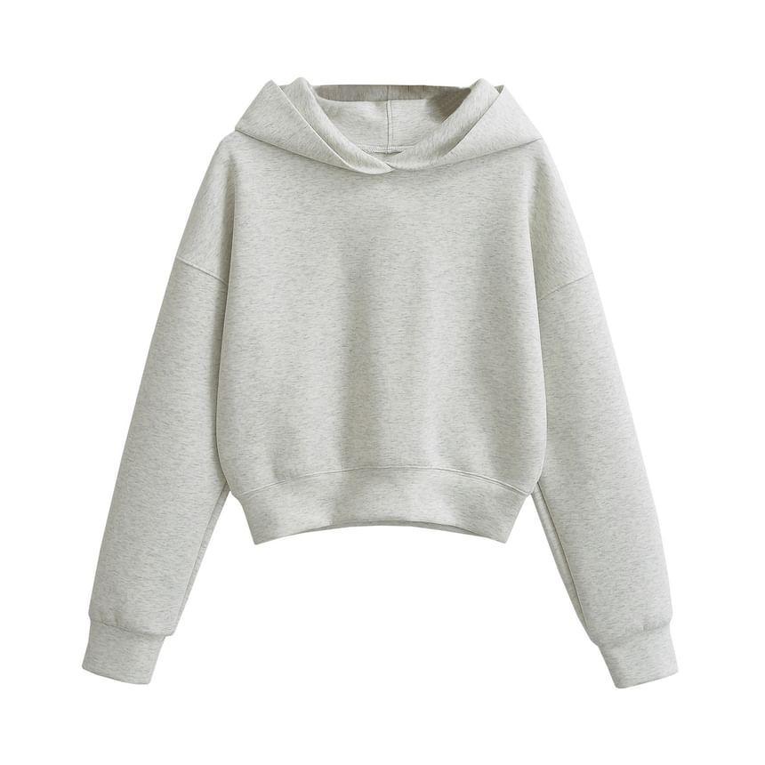 Crewneck Plain Crop Hoodie Product Image