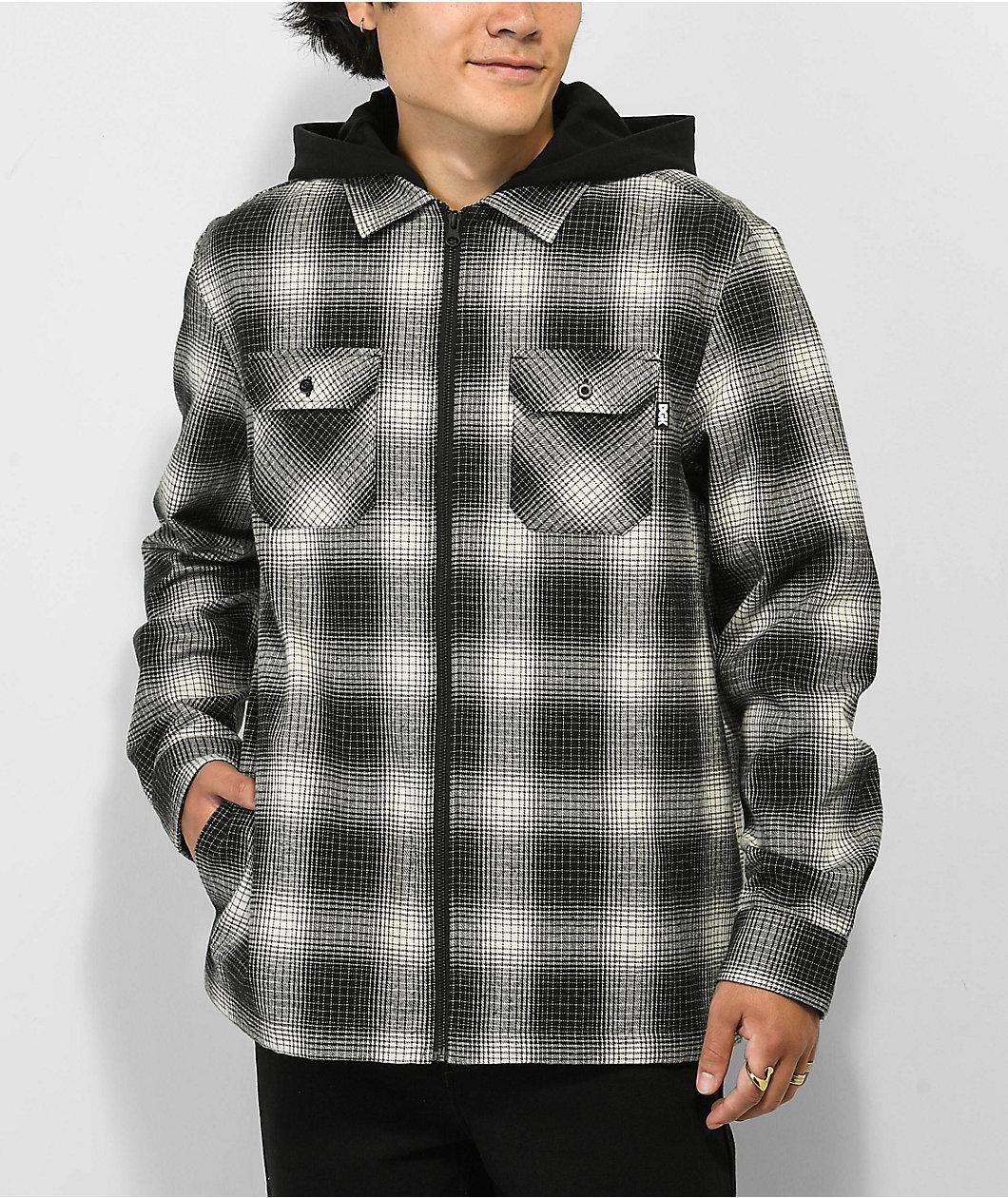 DGK Smoke Black & Grey Hooded Flannel Shirt Product Image