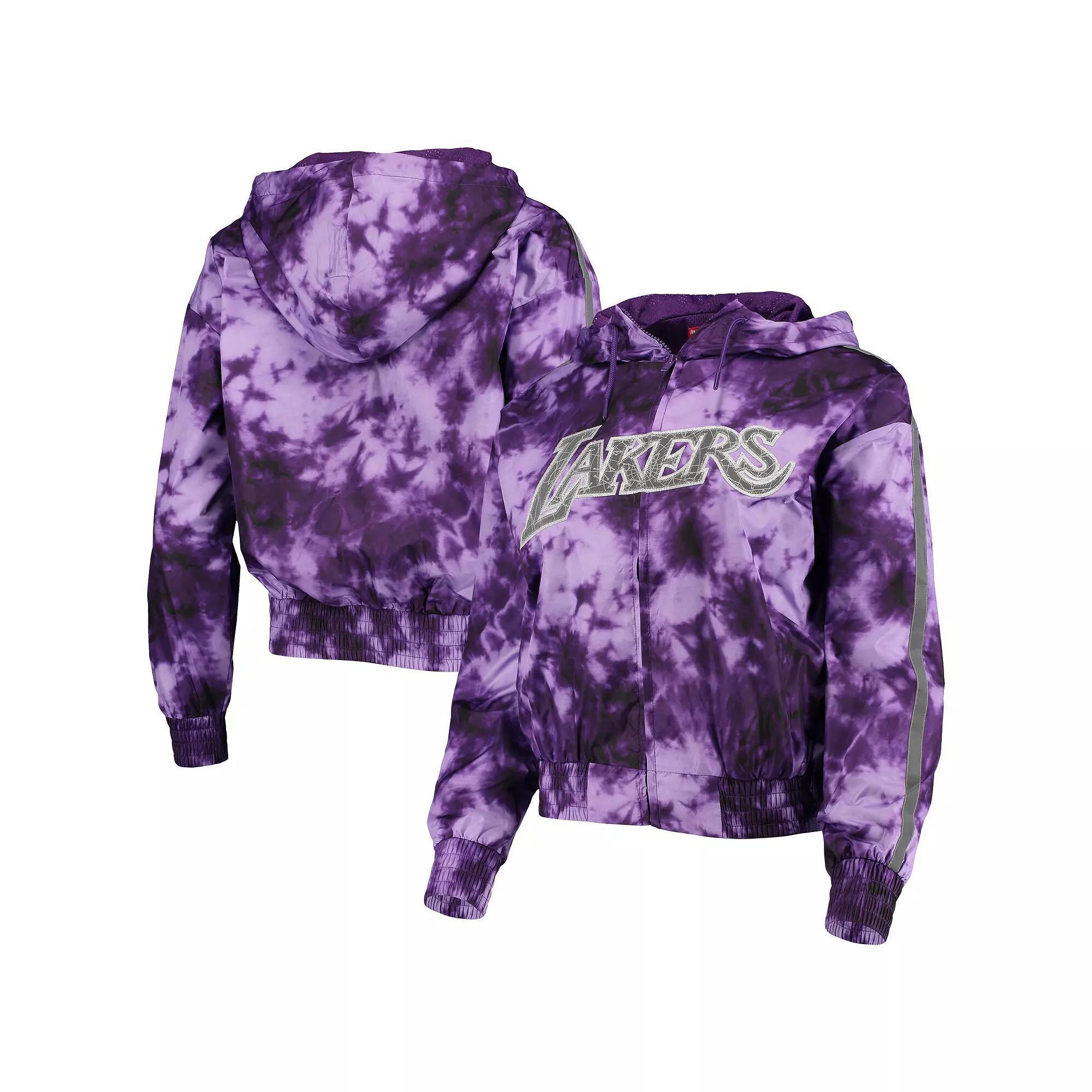 Women's Mitchell & Ness Purple Los Angeles Lakers Galaxy Sublimated Windbreaker Pullover Full-Zip Hoodie,  Product Image