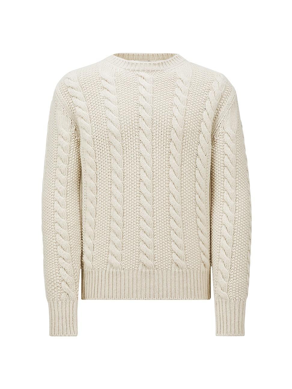 Mens Cashmere Cable Knit Sweater Product Image
