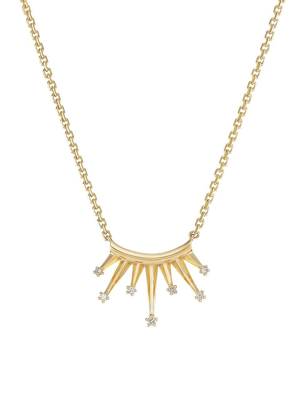 Womens Tarot 18K Yellow Gold & 0.06 TCW Mini Starburst Pendant Necklace Product Image