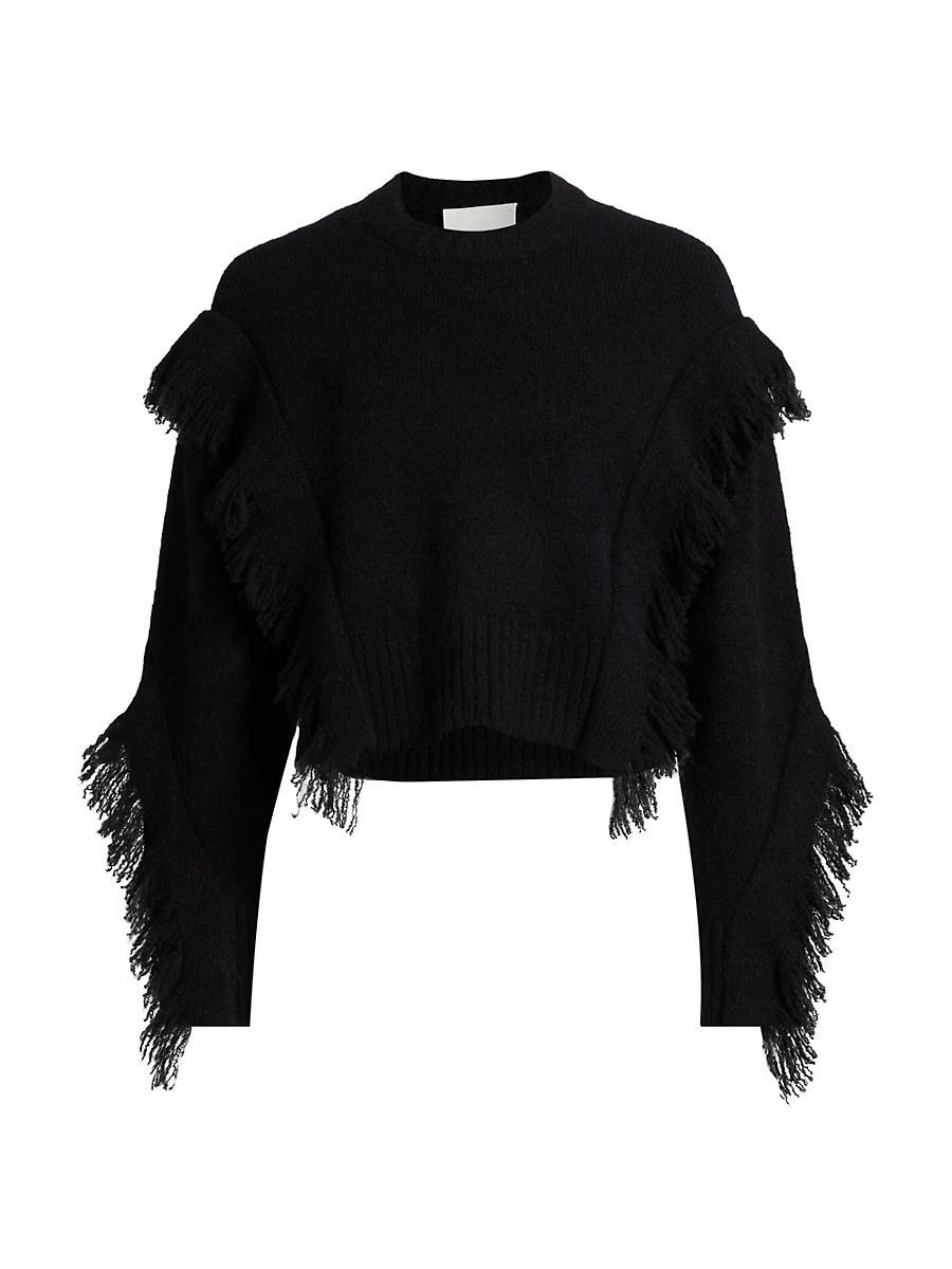 Womens Fringed Alpaca Crop Sweater Product Image