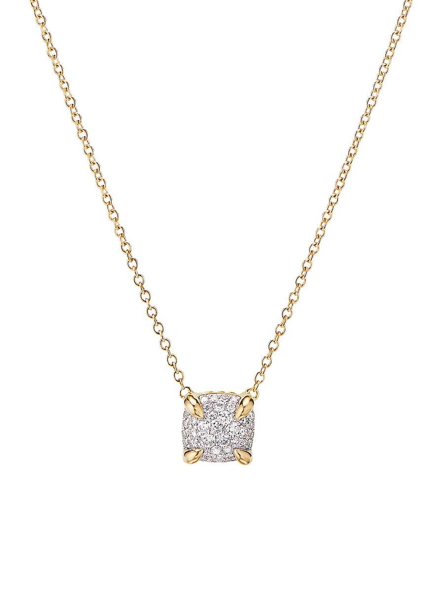 Womens Chatelaine Pendant Necklace in 18K Yellow Gold with Full Pav Diamonds Product Image