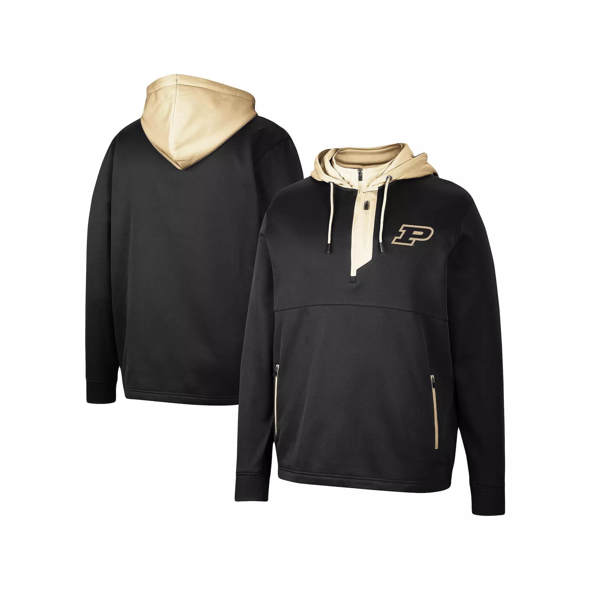 Men's Colosseum Black Iowa Hawkeyes Luge 3.0 Quarter-Zip Hoodie, Size: XL Product Image