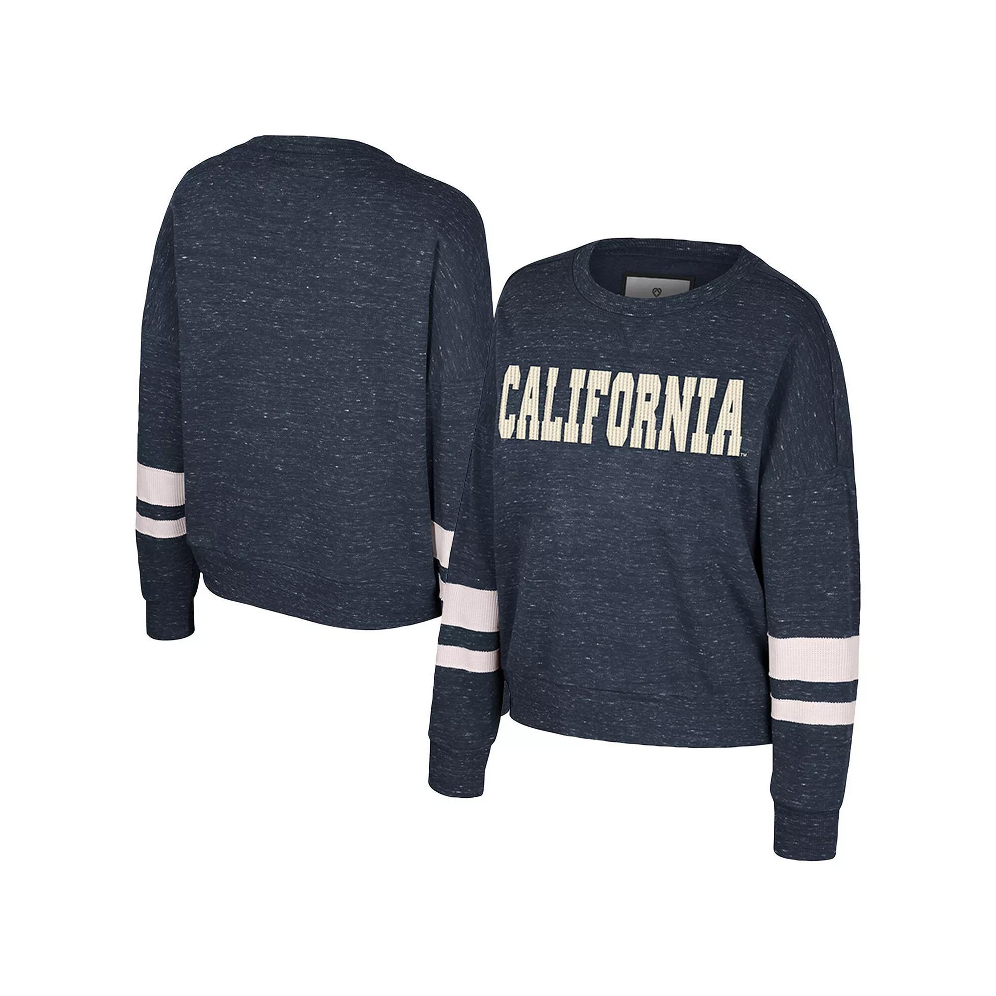 Women's Colosseum Navy Cal Bears Lost City Speckle Pullover Sweatshirt,  Product Image