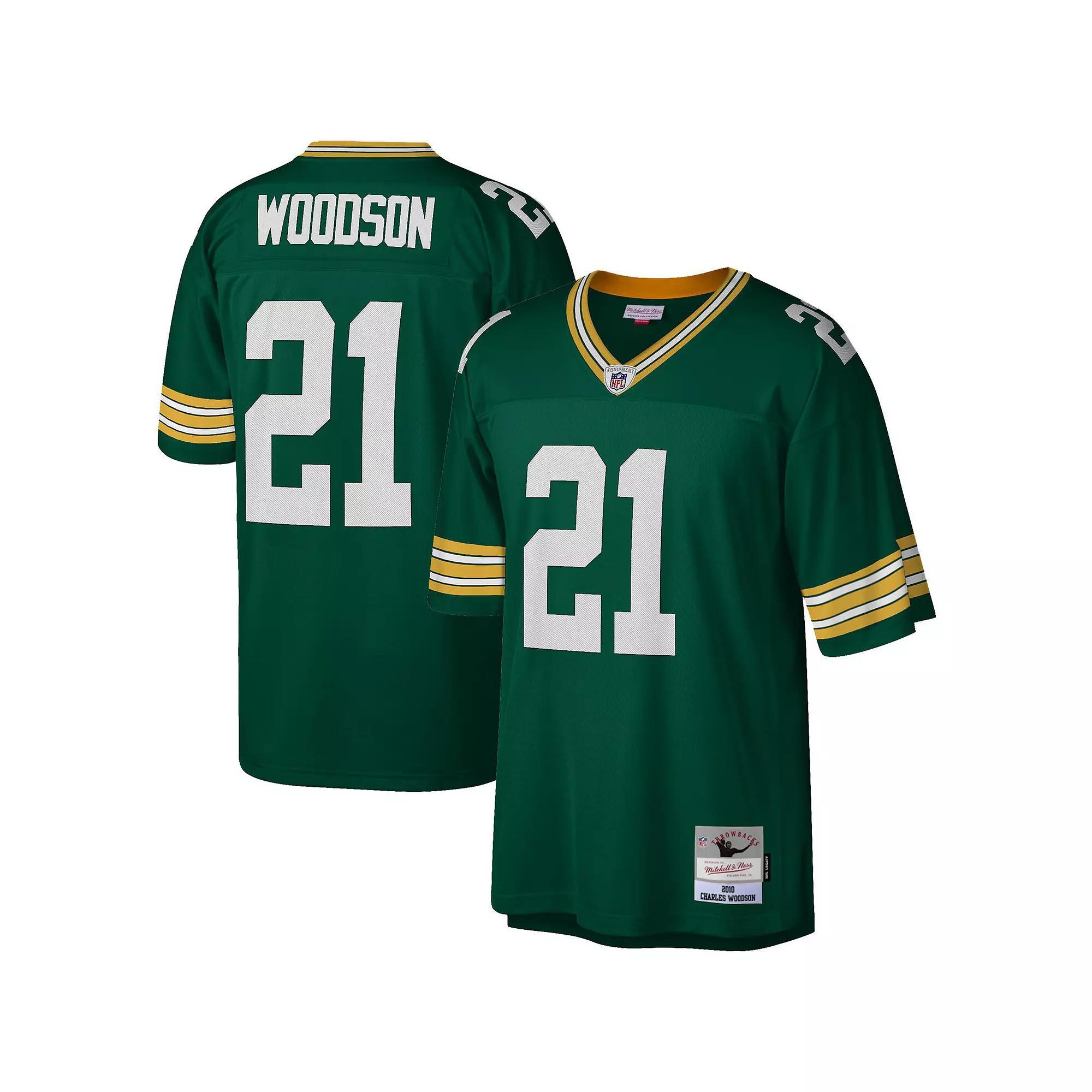 Men's Mitchell & Ness Charles Woodson Green Green Bay Packers Legacy Replica Jersey,  Product Image