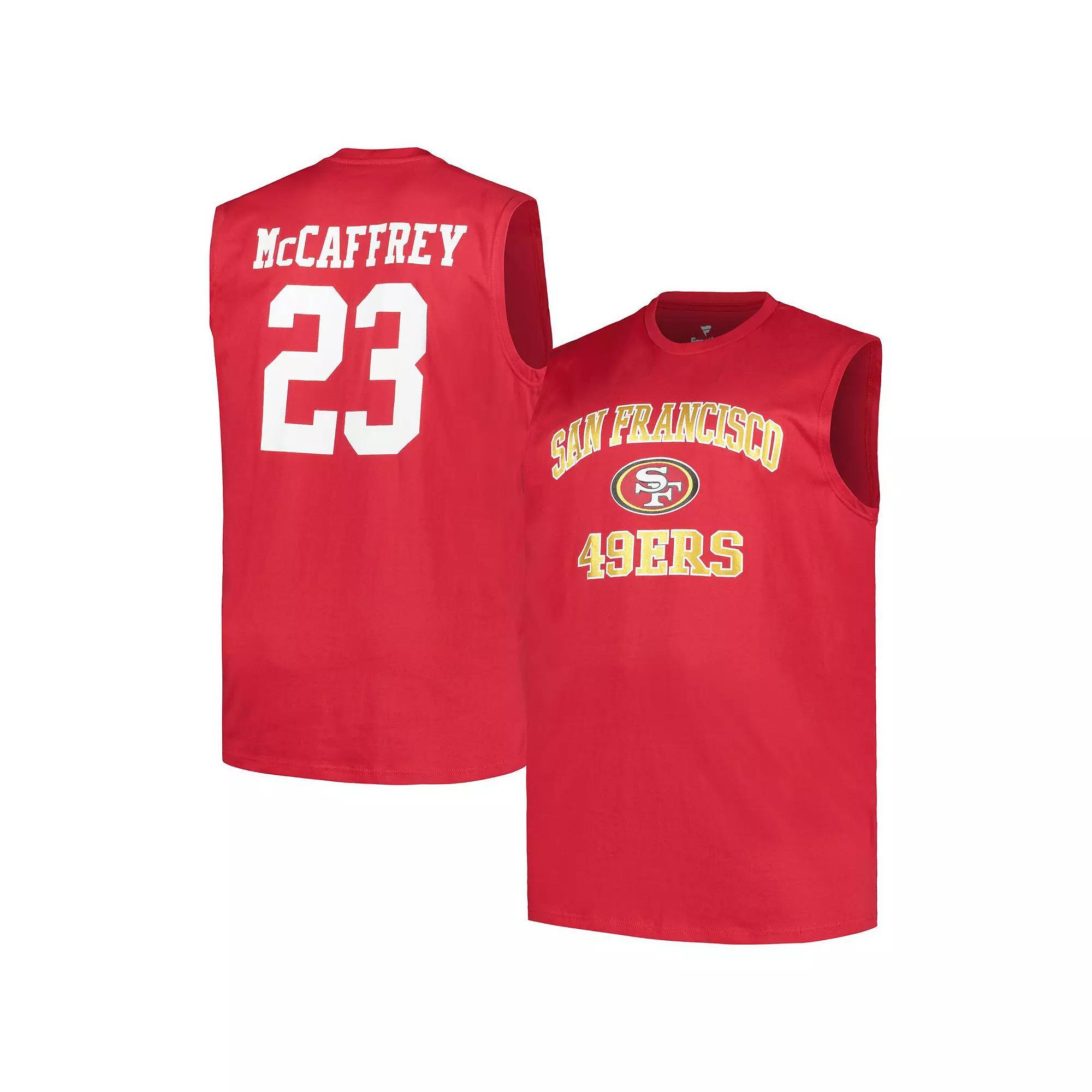 Men's Fanatics Christian McCaffrey Scarlet San Francisco 49ers Big & Tall Muscle Tank Top,  Product Image
