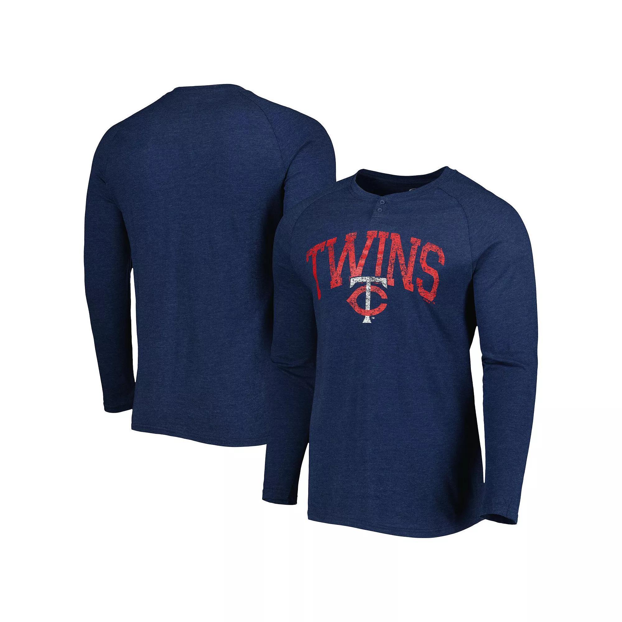 Men's Concepts Sport Heather Navy Minnesota Twins Inertia Raglan Long Sleeve Henley T-Shirt,  Product Image