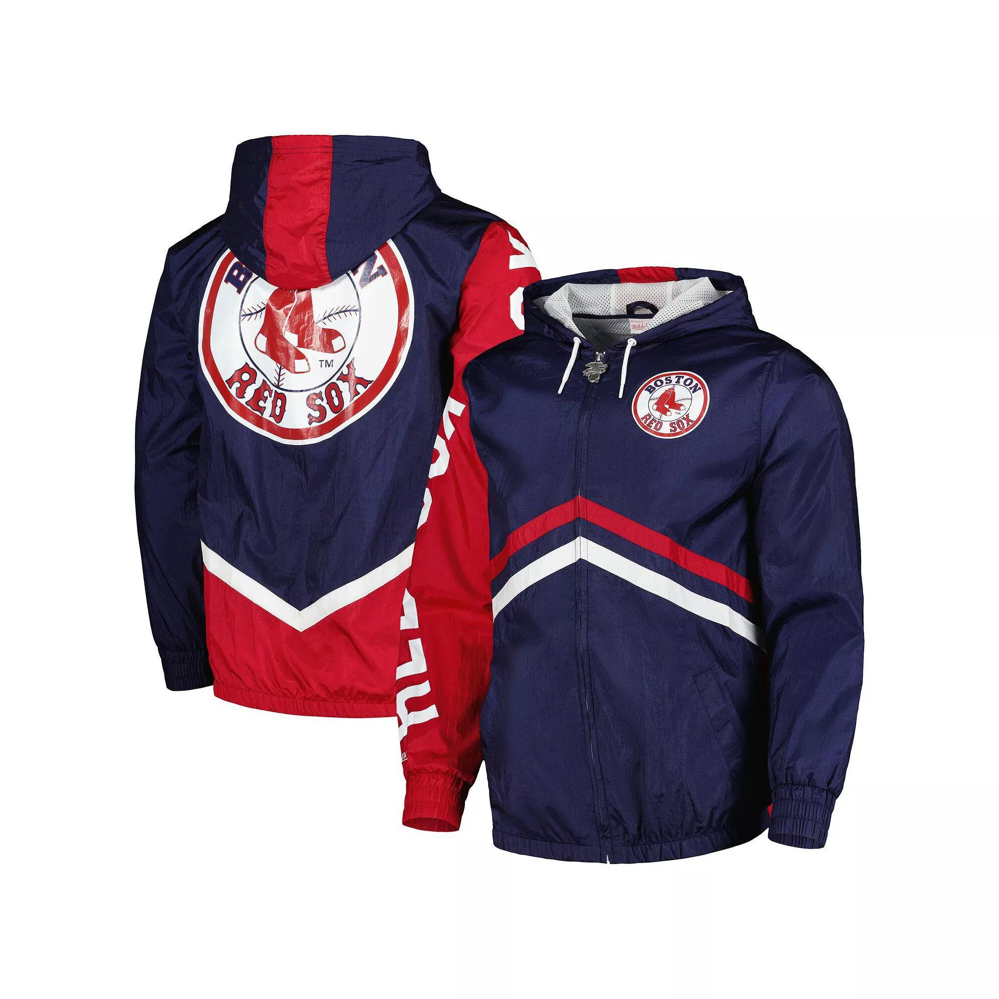 Men's Mitchell & Ness Navy Boston Red Sox Undeniable Full-Zip Hoodie Windbreaker Jacket,  Product Image