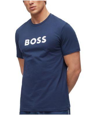 HUGO BOSS Unisex Relaxed-fit T-shirt In Cotton With Contrast Logo In Dark Blue Product Image