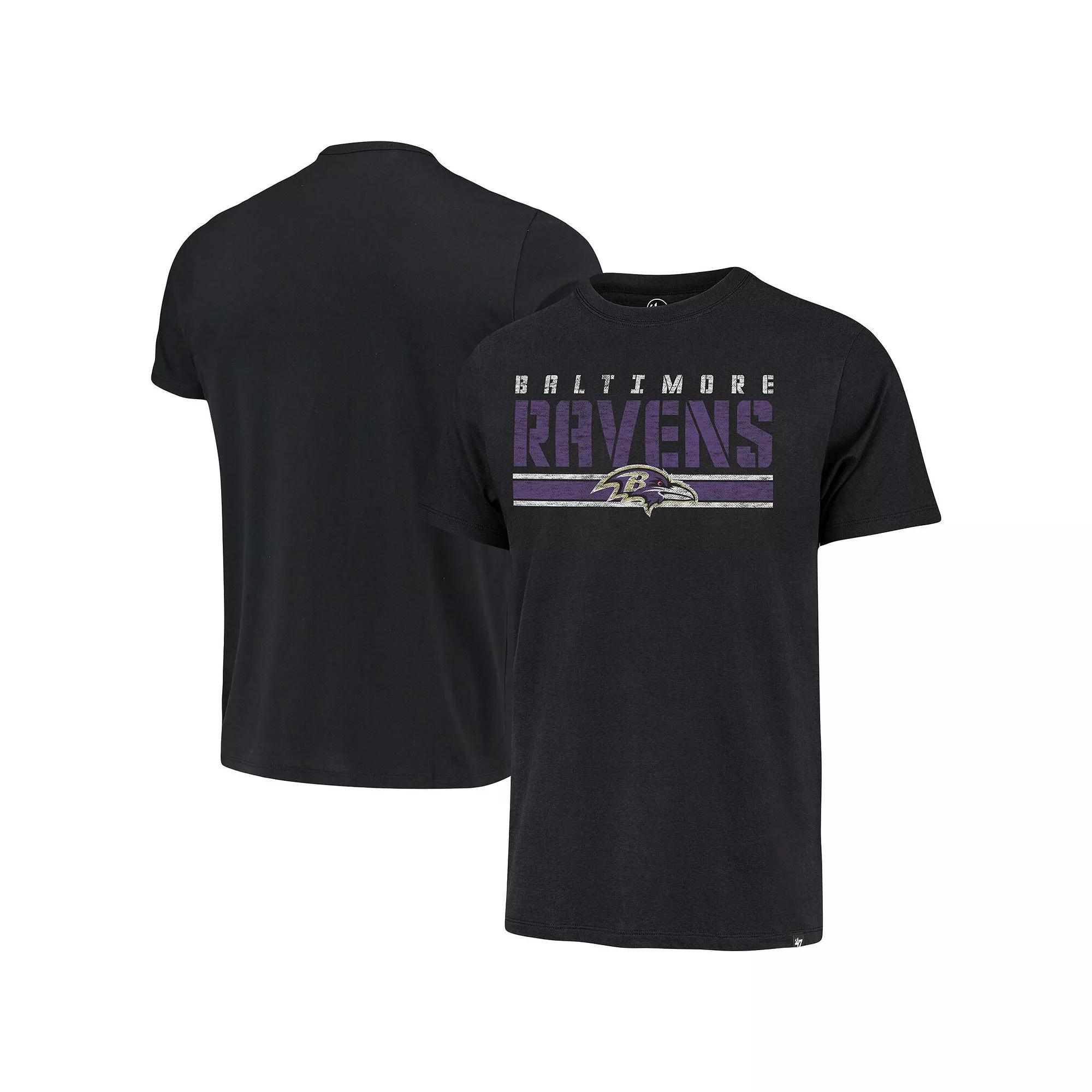 Men's '47 Black Baltimore Ravens Team Stripe T-Shirt, Size: 2XL Product Image