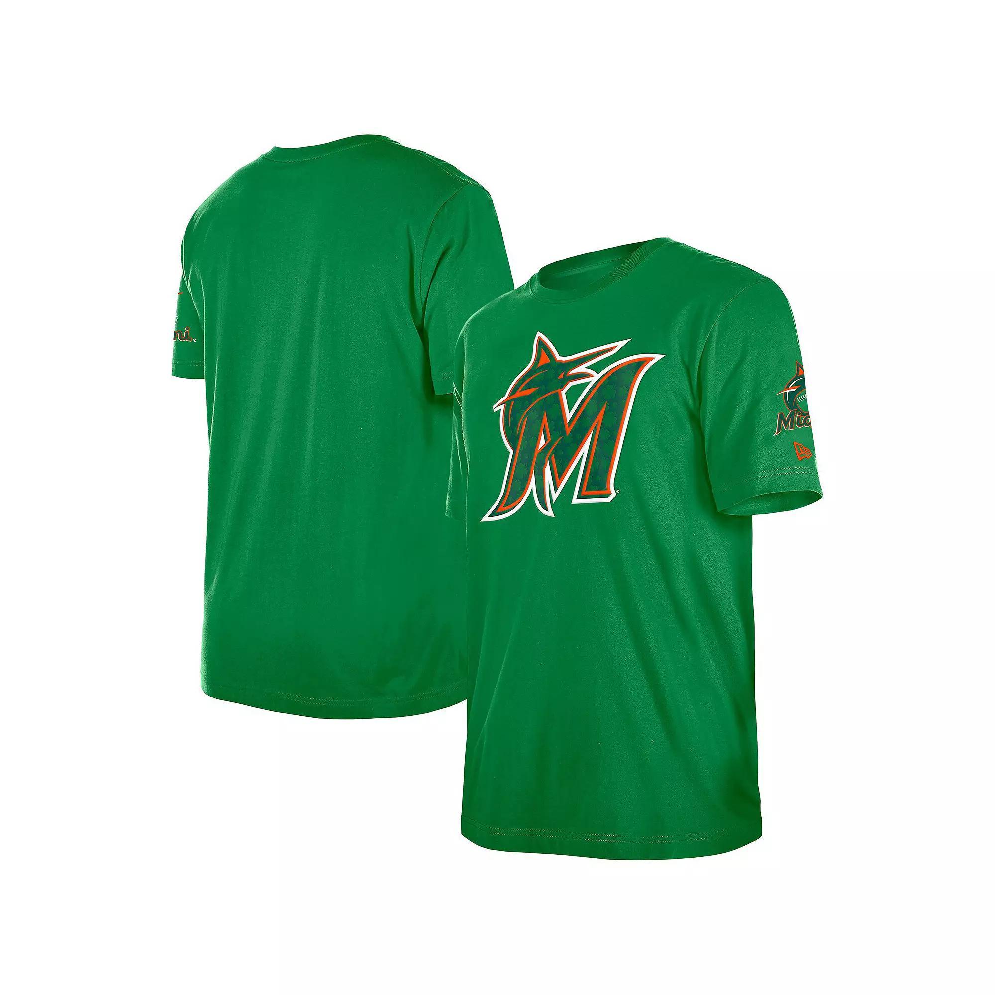 Men's New Era Kelly Green Miami Marlins St. Patrick's Day Shamrock Fill T-Shirt,  Product Image