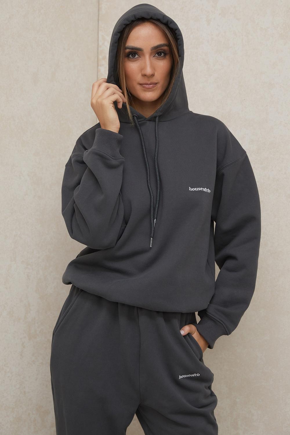 Halo  charcoal cotton fleece-back oversized hoodie Product Image