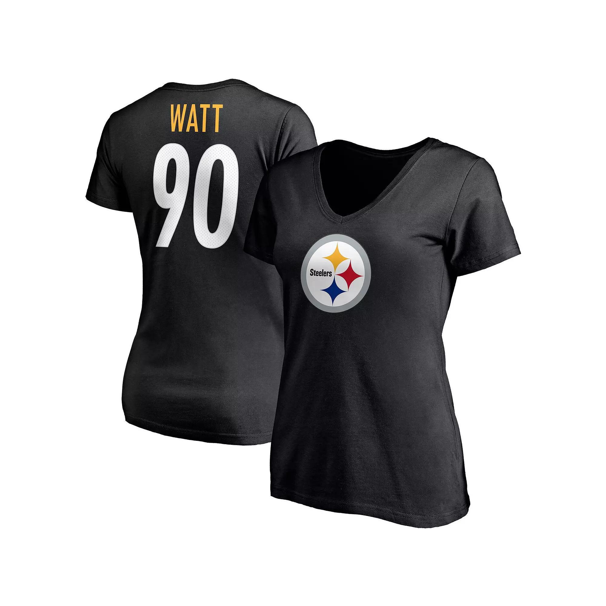 Women's T.J. Watt Black Pittsburgh Steelers Player Icon Name & Number V-Neck T-Shirt,  Product Image