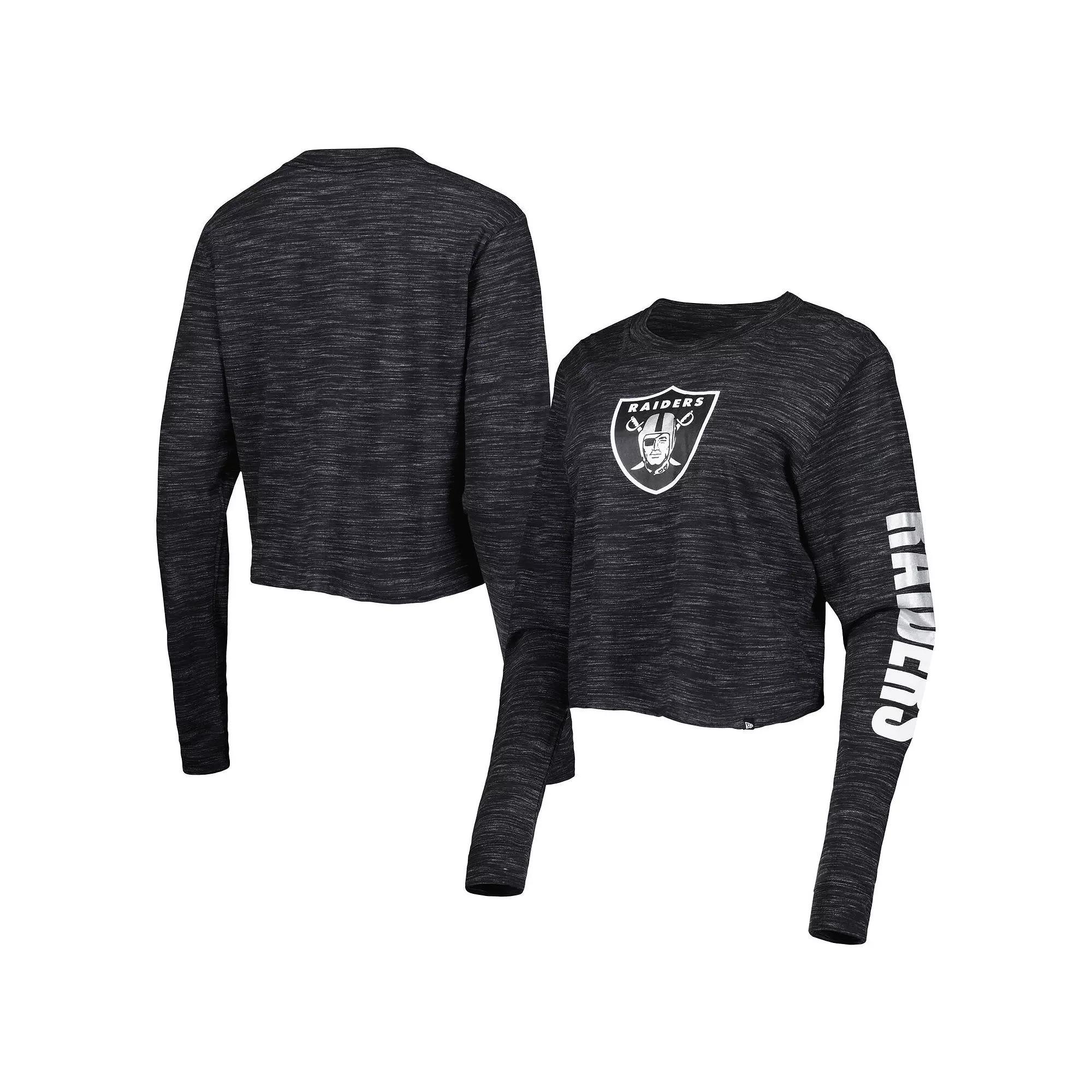 Women's New Era Black Las Vegas Raiders Crop Long Sleeve T-Shirt,  Product Image