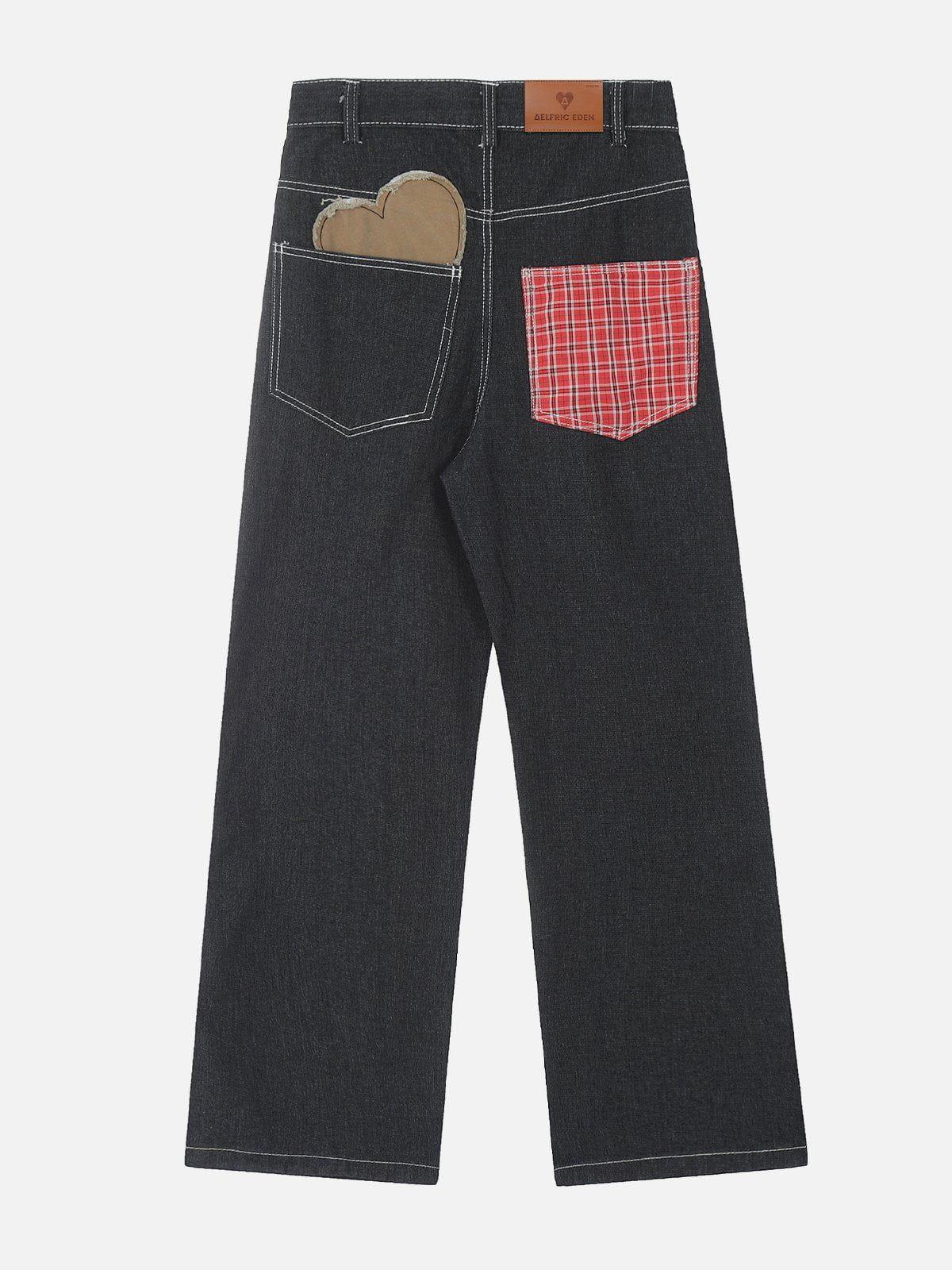 Aelfric Eden Applique Plaid Heart Jeans Product Image