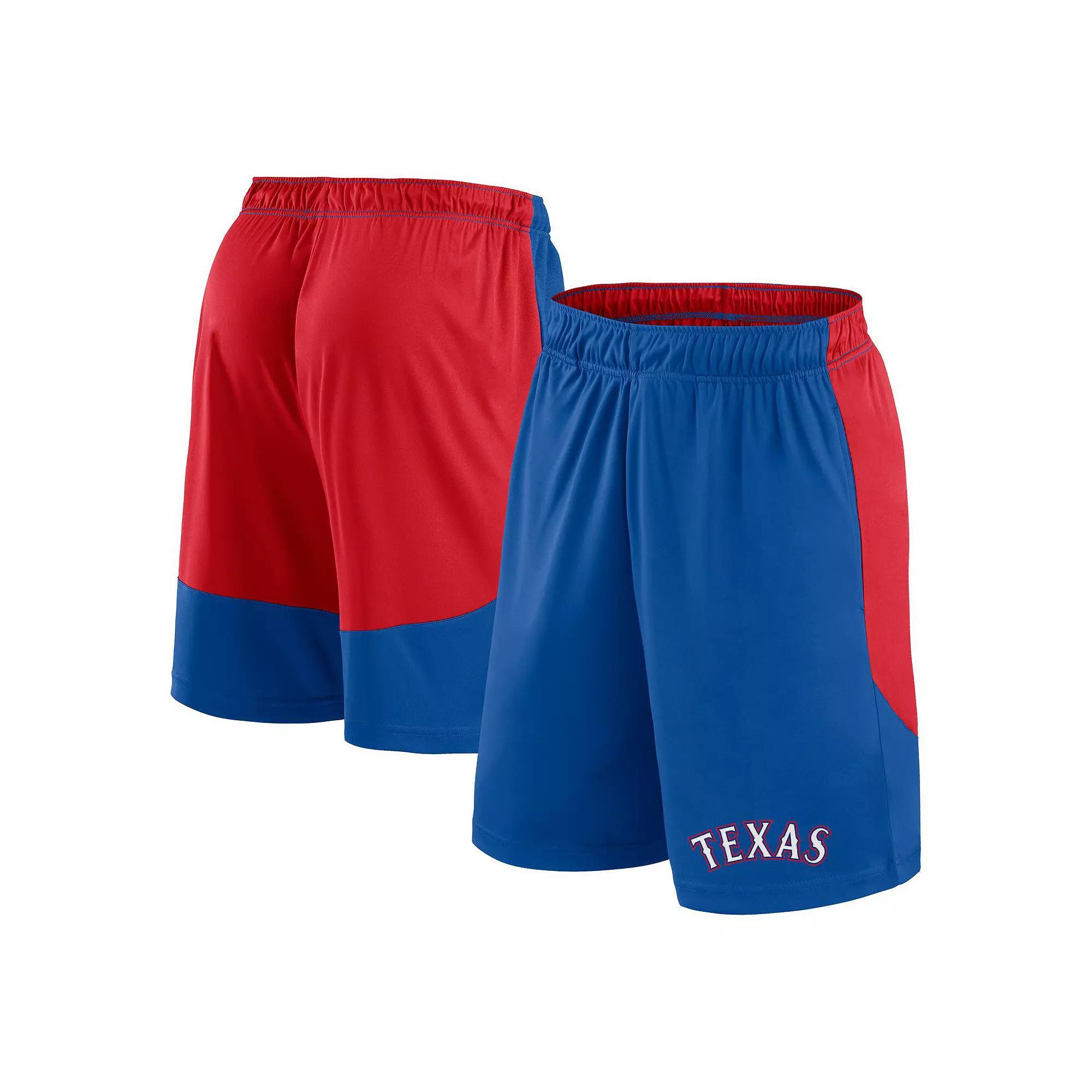 Men's Fanatics Royal/Red Texas Rangers Launch Polyester Shorts, Size: 3XL, Blue Product Image