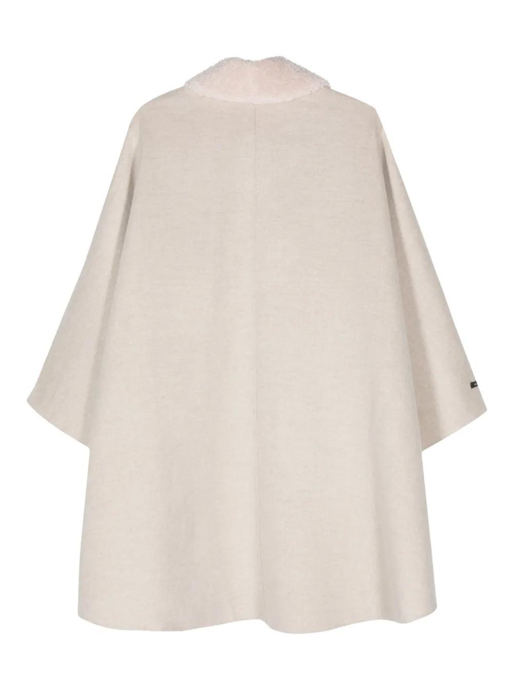 MANZONI 24 Shearling-collar Cape In Beige Product Image