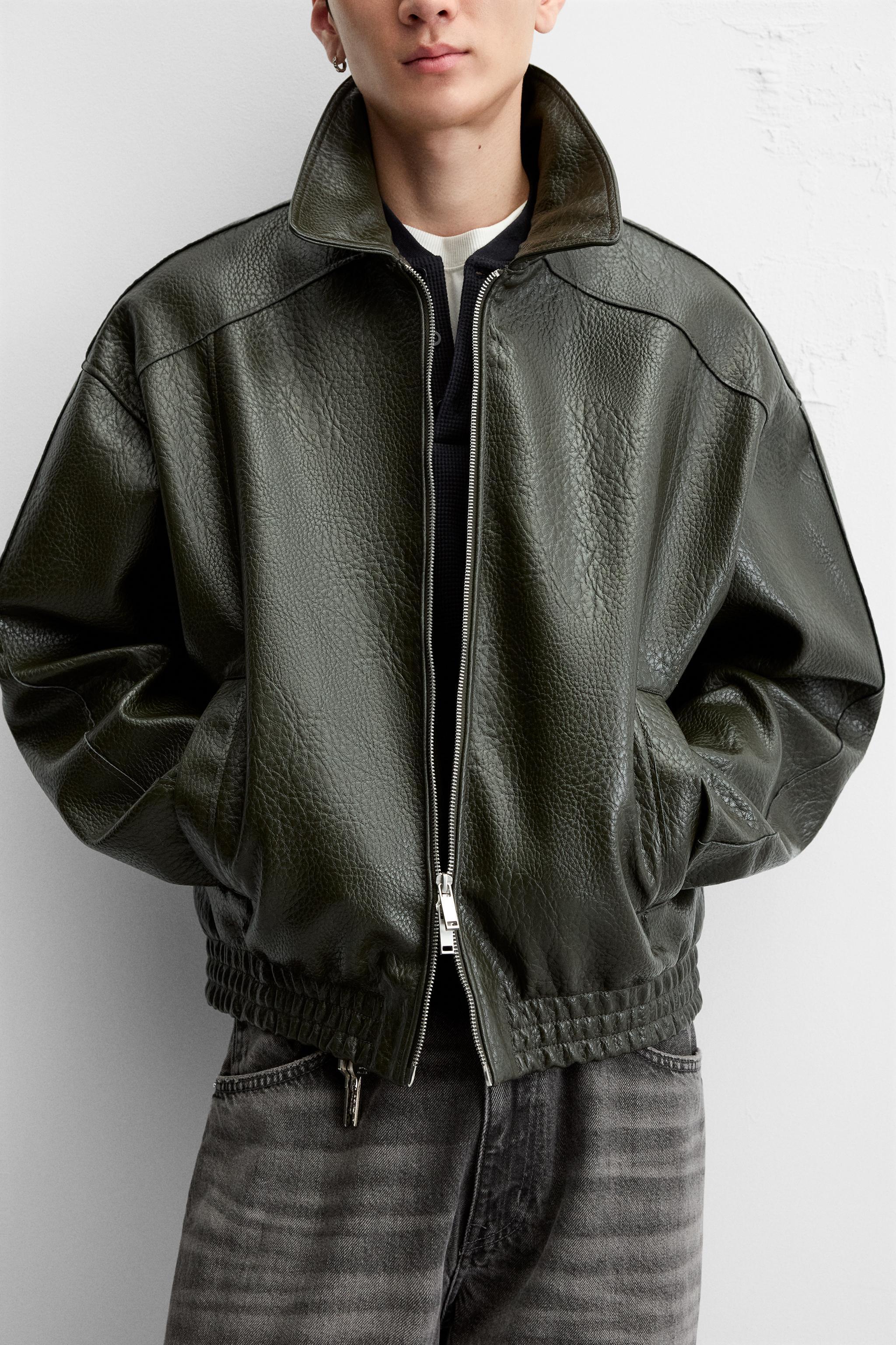 EMBOSSED FAUX LEATHER JACKET Product Image