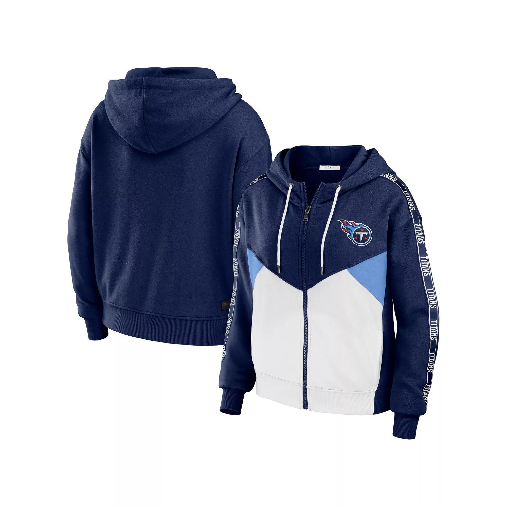 Women's WEAR by Erin Andrews Brown/White Cleveland Browns Color-Block Full-Zip Hoodie,  Product Image