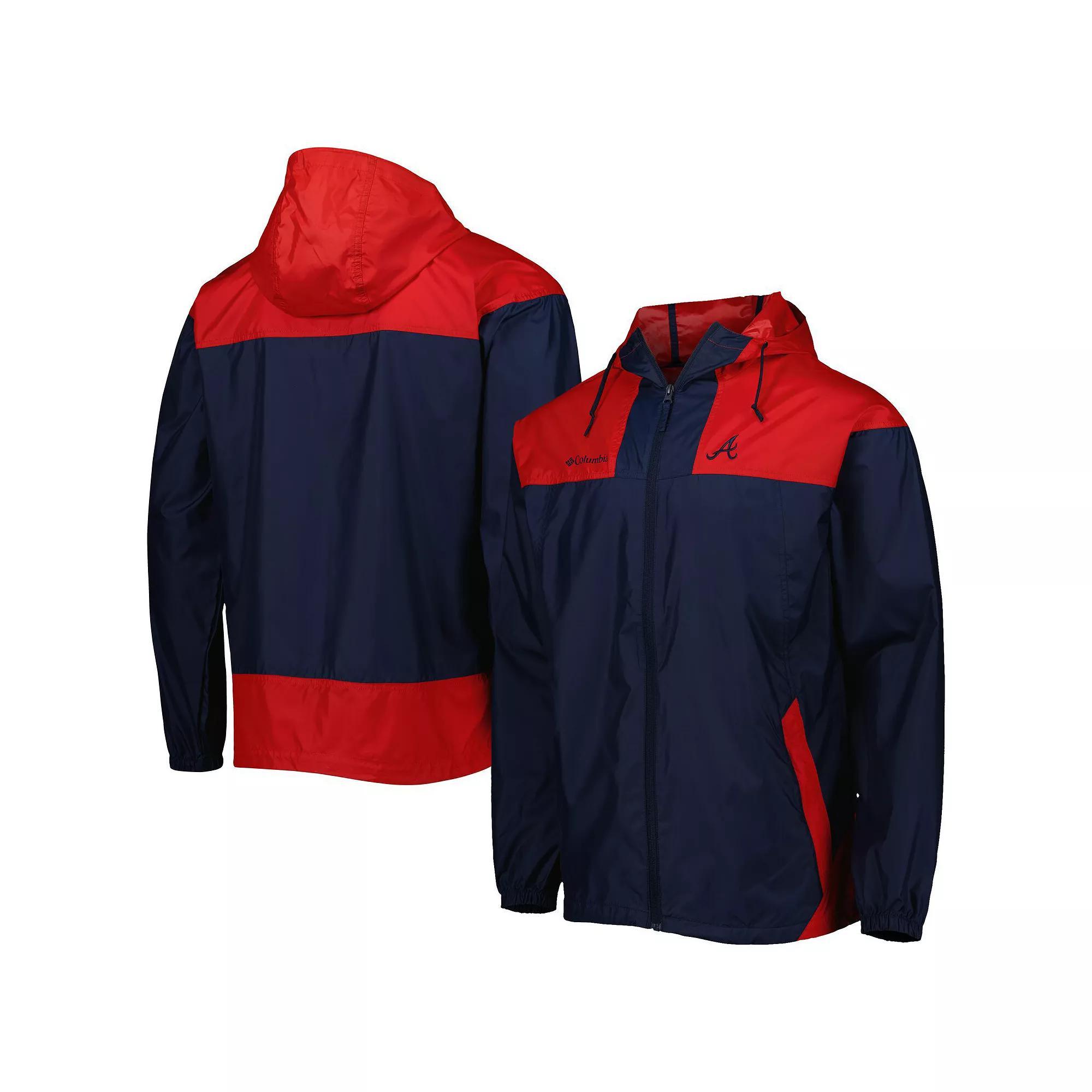 Men's Columbia Navy/Red Atlanta Braves Omni-Shade Flash Forward Challenger Full-Zip Windbreaker Jacket, Size: Small, Blue Product Image