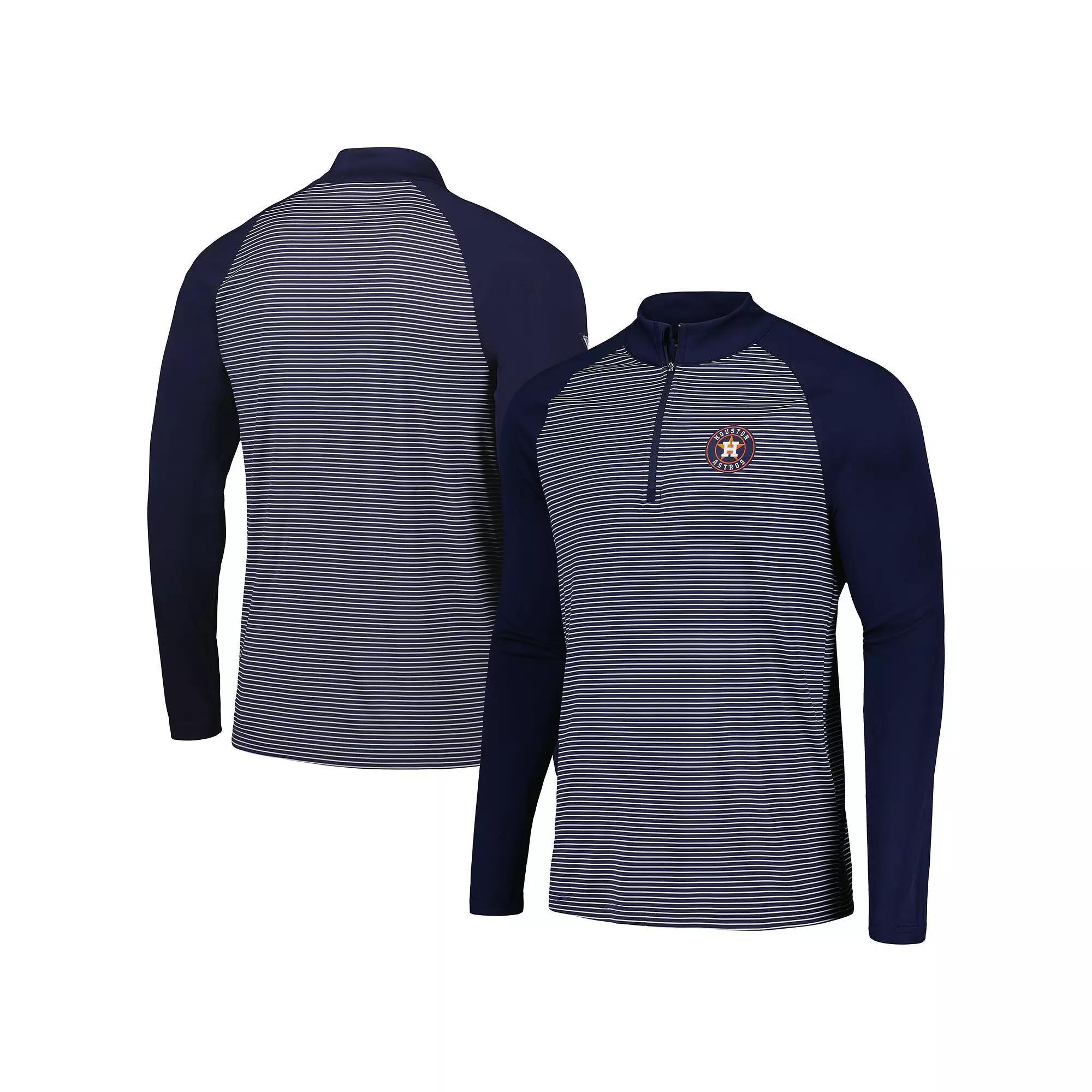 Men's Levelwear Navy Houston Astros Charter Striped Raglan Quarter-Zip Top,  Product Image