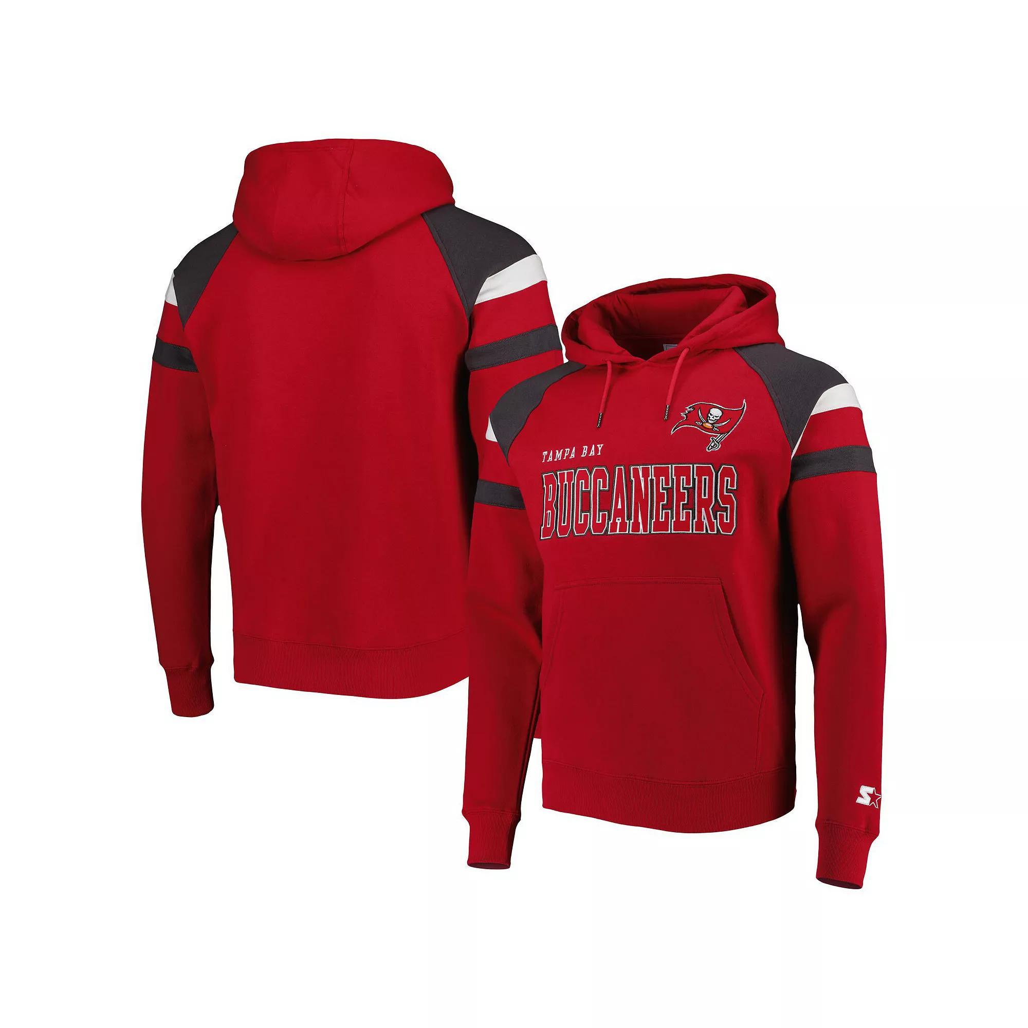 Men's Starter Red Tampa Bay Buccaneers Draft Fleece Raglan Pullover Hoodie,  Product Image