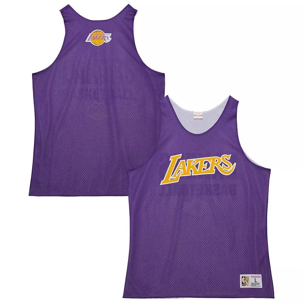 Men's Mitchell & Ness Purple/White Los Angeles Lakers Hardwood Classics Reversible Mesh Practice Jersey, Size: Small Product Image