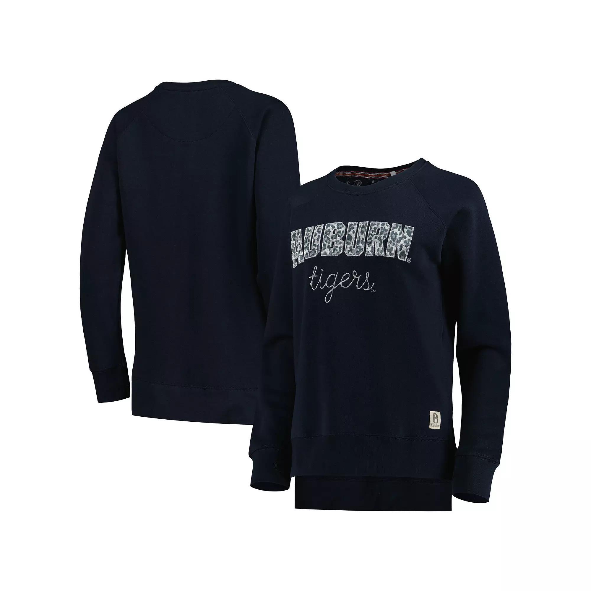 Women's Pressbox Navy Auburn Tigers Steamboat Animal Print Raglan Pullover Sweatshirt, Size: Small, Blue Product Image