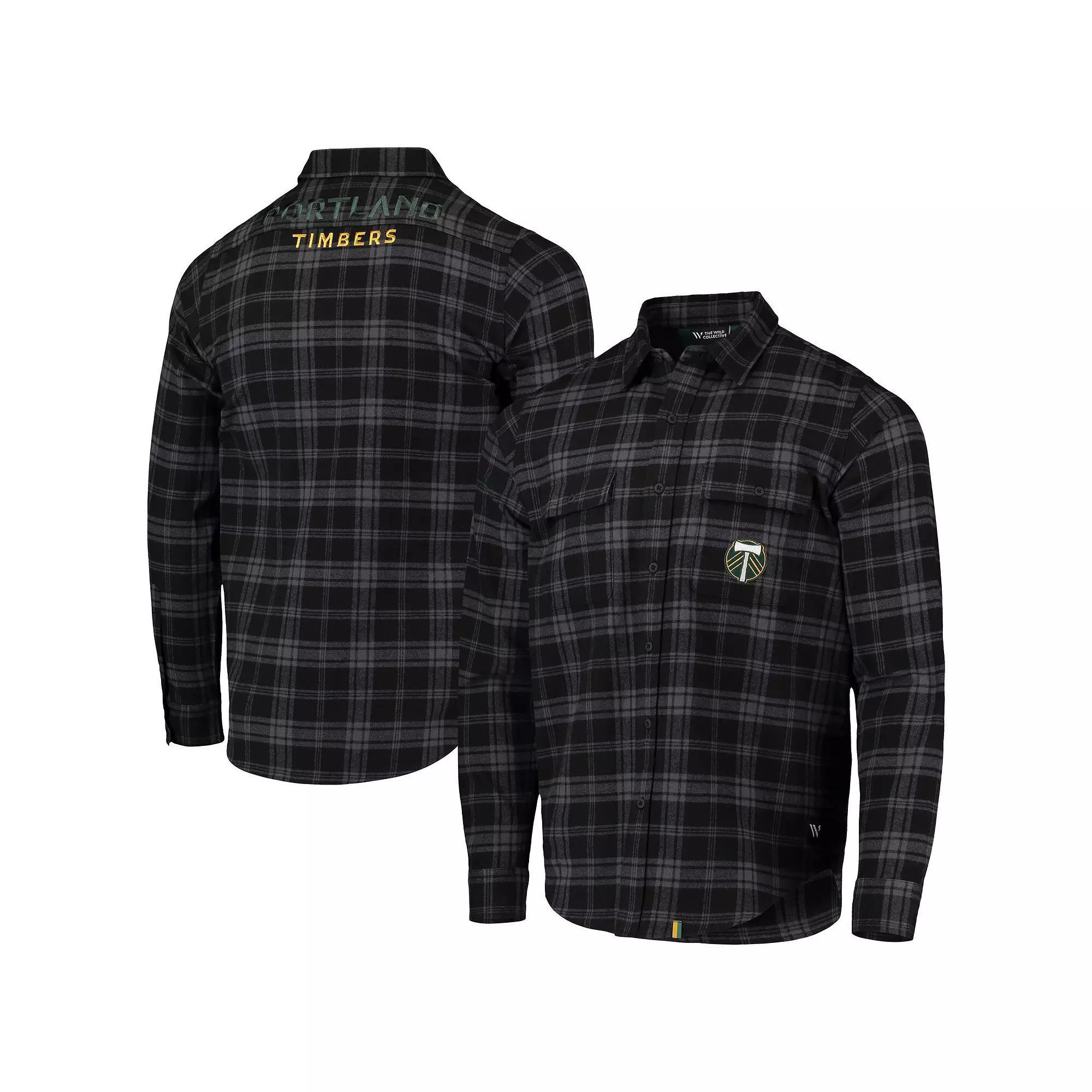 Men's The Wild Collective Black Portland Timbers Buffalo Check Button-Up Shirt,  Product Image
