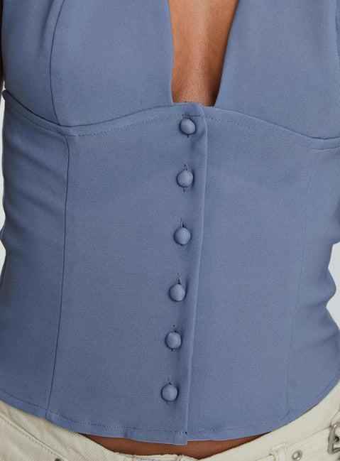 Serefina Halter Top Blue Slate Product Image