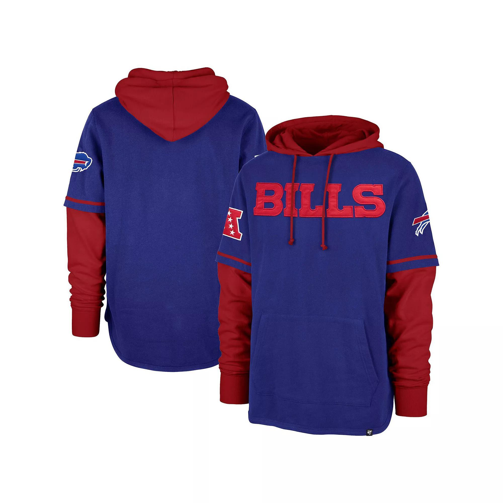 Men's '47 Royal Buffalo Bills Shortstop Pullover Hoodie, Size: Large, Blue Product Image