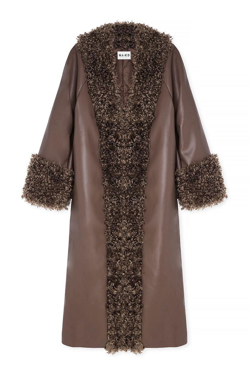 Shearling Detail Maxi Coat Product Image