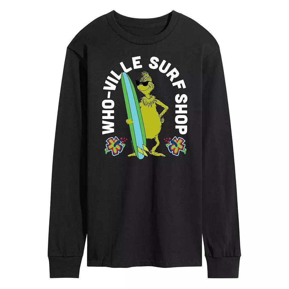 Men's Dr. Seuss The Grinch Whoville Surf Shop Long Sleeve Graphic Tee,  Product Image