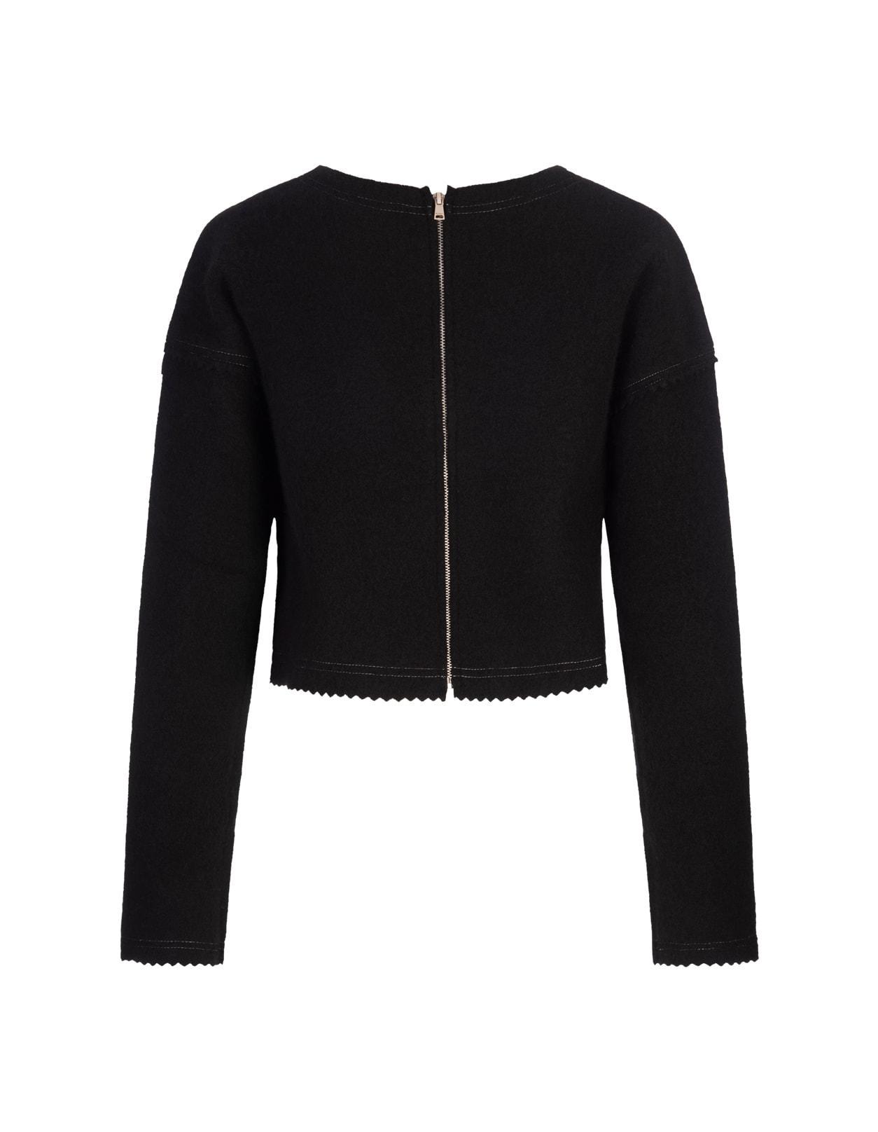 MAX MARA Zip Detailed Crewneck Jumper In Black Product Image