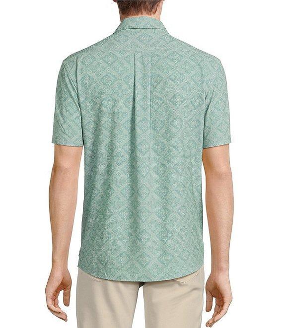 Rowm Performance Rec + Relax Short Sleeve Medallion Print Seersucker Shirt Product Image