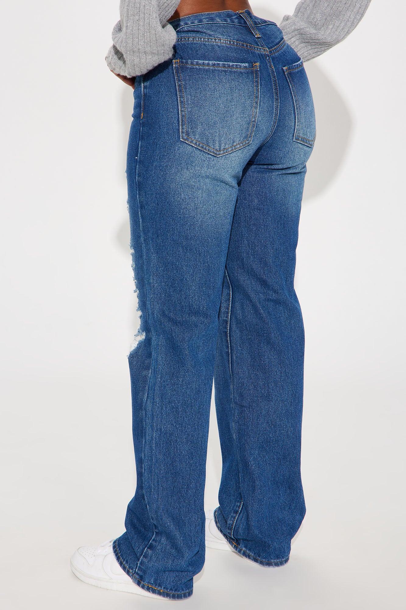 Up And Coming Ripped Straight Leg Jeans - Medium Wash Product Image