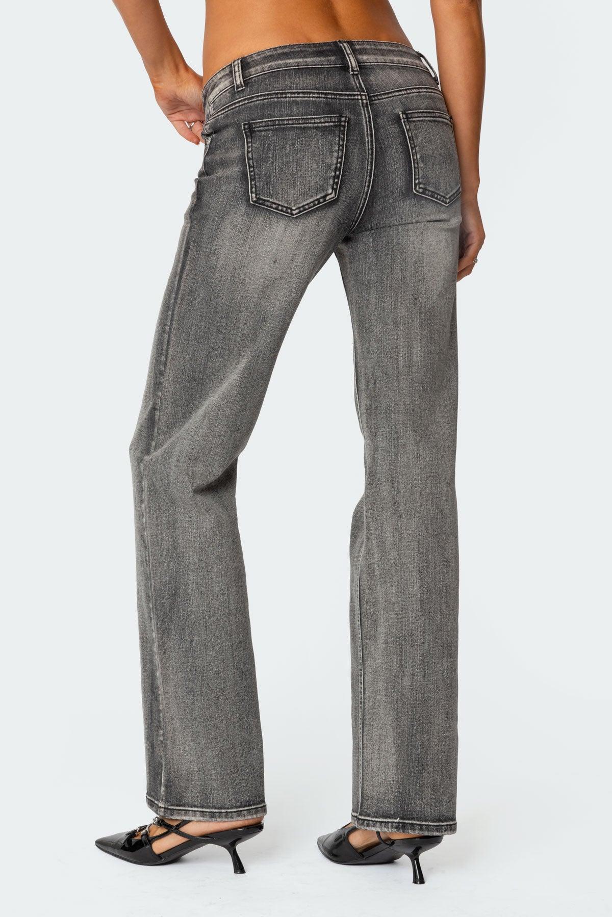 Boot Cut Washed Low Rise Jeans Product Image