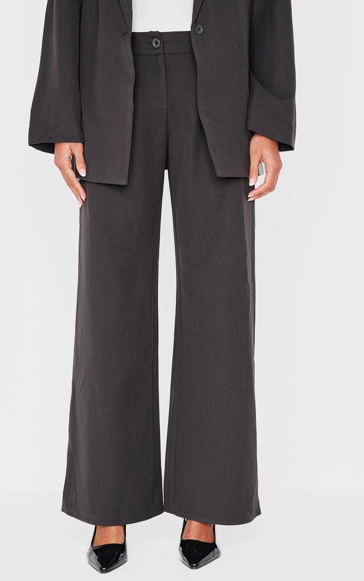 Charcoal Premium Woven Tailored Wide Leg Pants Product Image