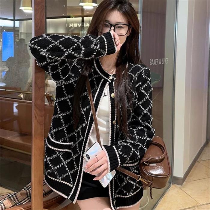 V-Neck Pattern Cardigan Product Image