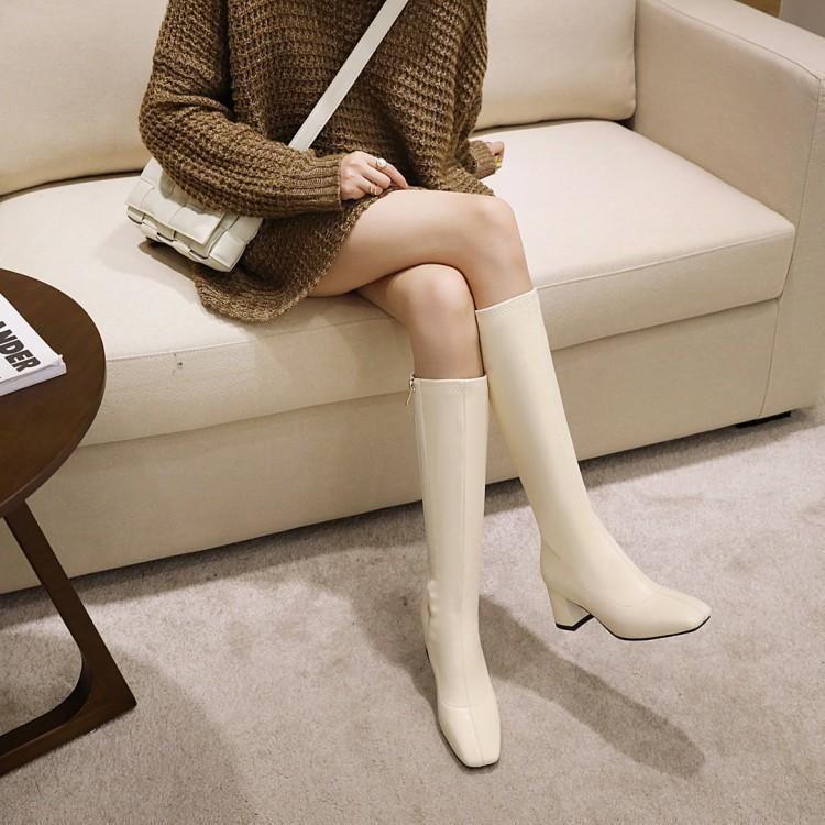 Plain Chunky Heel Tall Boots Product Image