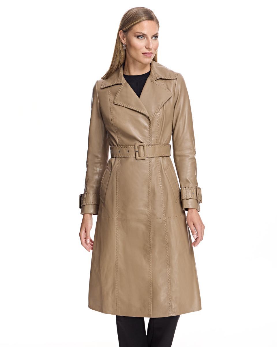 Leather Belted Trench Coat Product Image