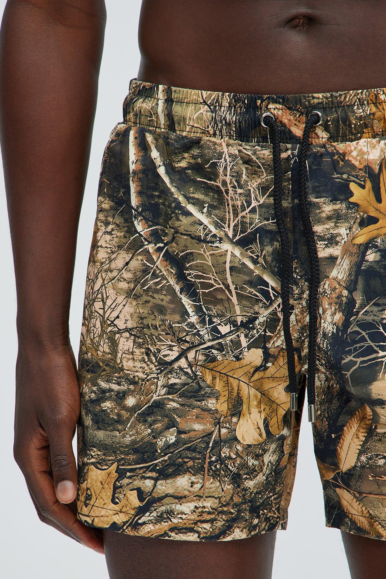 Real Tree Camo Montez Stretch Swim Mid Trunk - Brown/combo Product Image